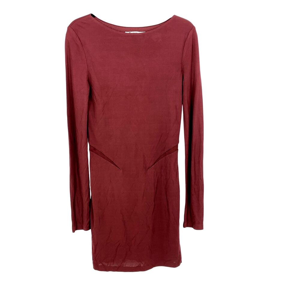 T By Alexander Wang Long Sleeve Bodycon Dress Womens Sz Large Maroon Stretch